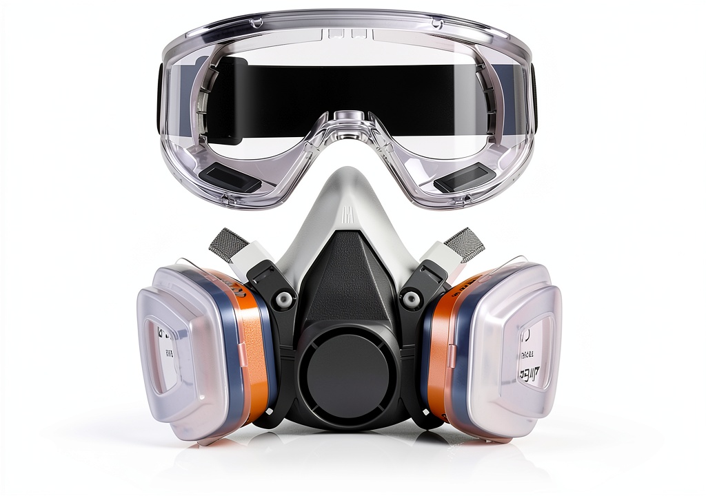 Installing AirGearPro G-500 Gas Mask Reusable Dual Filtration Unisex on a wooden desk