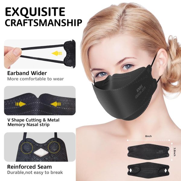 HIWUP KN95 Face Masks Black 1 Count Pack of 100 Unisex-2