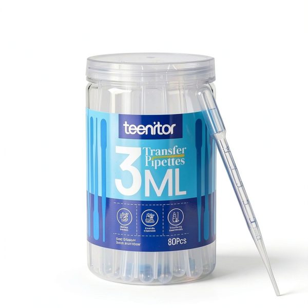 Teenitor 80PCS 3ML Pipette Dropper, Eye Dropper, Disposable Plastic Eye Droppers for Crafts, Droppers for Oils, Medicine Dropper Transfer Pipettes for Essential Oil Makeup Science-1