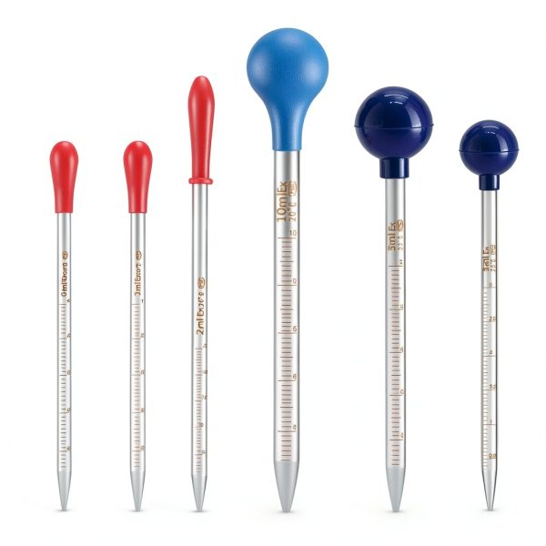 8PCS Thick Glass Graduated Dropper Pipettes Fluid and Liquid Pipettors 0.5ml, 1ml,2ml,3ml,5ml, 10ml,10CM,20CM with Caps and 2PCS Washing Brushes and 2PCS 20cm Glass Stir Rod(20cm-7.8inch)-1