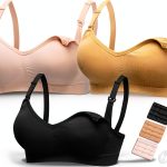 HOFISH Maternity Nursing Bra 3 Pack V‑Neck Wireless with Extenders-0