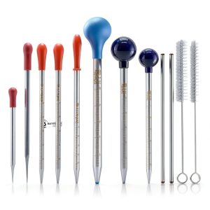 8PCS Thick Glass Graduated Dropper Pipettes Fluid and Liquid Pipettors 0.5ml, 1ml,2ml,3ml,5ml, 10ml,10CM,20CM with Caps and 2PCS Washing Brushes and 2PCS 20cm Glass Stir Rod(20cm-7.8inch)-0